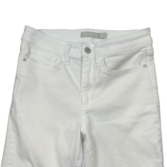 Athleta 4 White Jeans Pockets Cotton Blend - Picture 6 of 7
